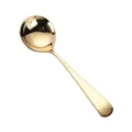 Cuchara redonda dorada de acero inoxidable para el hogar, postres y sopas, vajilla elegante. - Cuchara redonda / Dorado