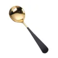 Cuchara redonda elegante de acero inoxidable con cuenco dorado brillante y mango negro mate. - Cuchara redonda / Negro y Oro