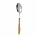 Japanese style ash wood handle stainless steel soup spoon durable kitchen tableware 19x4cm - Dinner Spoon