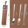 Portable stainless steel cutlery set with cute bear storage box, spoon, fork, chopsticks - Brown Bear Box 3-Piece Set