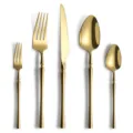 Luxury gold stainless steel flatware set kitchen cutlery knife fork spoon set modern 5pcs - Five-Piece Set / Gold