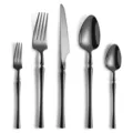Black stainless steel flatware set, luxury modern cutlery set including fork, knife, and spoon. - Five-Piece Set / Black