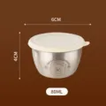 Roestvrijstalen mini sauskom met deksel, 6cm diameter, schattig berenontwerp, 80ml. - Gebroken Wit