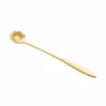 Gold stainless steel flower coffee spoon, long handle daisy dessert stirring spoon for home. - Long Cosmos / 180mm / Gold