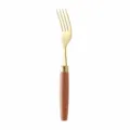 Sapele wood handle stainless steel dessert fork, elegant gold and wood finish dining utensil. - Dinner Fork / Gold