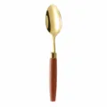 Stainless steel spoon with wooden handle, 19cm length, durable dessert tableware. - Dinner Spoon / Gold