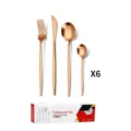 Rose gold stainless steel flatware set kitchen cutlery knife fork and spoon 6 pcs tableware - 24 Pieces Set / Rose Gold