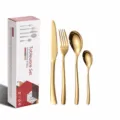 Gold stainless steel tableware set 24pcs cutlery set for 6 people dinner knife fork spoons - Gold