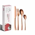 24-piece rose gold stainless steel tableware set with knife fork and spoons for 6 people. - Rose Gold