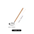 Japanese wooden handle stainless steel slotted spoon, 25.6cm long, lightweight kitchen tool. - Slotted Spoon / Silver