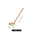 Japanese style gold slotted spoon with wooden handle, stainless steel hot pot skimmer ladle 25cm. - Slotted Spoon / Gold