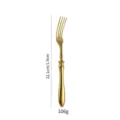 Gold stainless steel western fork with solid vintage handle, elegant dining cutlery 22cm. - Gold Dining Fork