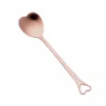 Cuchara de café de acero inoxidable en forma de corazón de oro rosa, variante de postre. - Rosa oro