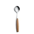 Japanese style stainless steel spoon with natural wood handle for home dining use sku - No.2 Small Round Spoon / 20cm