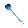 Preciosa cuchara de café de acero inoxidable azul con diseño de corazón postre. - Azul