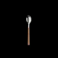 Stainless steel dessert spoon with wood grain handle, elegant tableware for restaurant and home use - Silver Tea Spoon