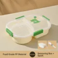 1600ml 4-compartment plastic bento lunch box with cutlery for office school daily use - Dinosaur Style / 4 Compartments 1600ML