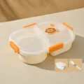 Cartoon plastic partitioned lunch box 1600ml portable microwave bento box for students - Lion Style / 4 Compartments 1600ML