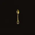 Gold stainless steel small spoon with unique stirrup handle, elegant 10cm flatware piece. - Gold Coffee Spoon