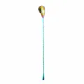 Stainless steel teardrop bar spoon, rainbow titanium cocktail mixing spoon, 30.1cm long. - Colorful