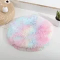 Tappeto rotondo e soffice per animali domestici in pelo lungo per gatti e cani di piccola taglia. - Arcobaleno