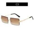 Lunettes de soleil carrées sans monture avec verres bruns dégradés et branches or C3. - C3-Verre Thé Foncé
