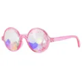 Roze caleidoscoop festival bril rave kristal gefacetteerde lenzen ronde feest bril - Kristallen Lens / Transparant Roze