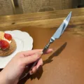 French vintage 304 stainless steel steak dinner knife with exquisite engraved handle for table. - Dinner Knife