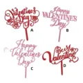 Valentine's Day glitter acrylic cake topper set, perfect for romantic party dessert decor. - Style A