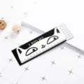 Wooden straight ruler with cute black and white cat design, 15cm student stationery item. - 15cm / White
