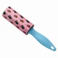 Portable lint roller with blue handle and cute owl pattern sticky paper for clothes cleaning. - 30 Sheets / Blue