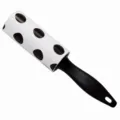 Portable tearable sticky lint roller with black handle and white dot paper for clothes cleaning. - 30 Sheets / Black