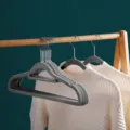 Grey velvet clothes hangers non slip flocked suit hangers for closet organization 41cm - Thickened 10-Pack / Gray