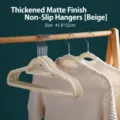 Beige flocked clothes hangers non slip velvet coat hangers 41.8x22cm durable space saving - Thickened 10-Pack / Beige