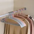Plastic clothes hangers wide shoulder non slip grey pink adult clothes drying hangers 10pcs - Pink