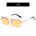 Lunettes de soleil carrées et sans monture tendance pour hommes et femmes élégantes - Verres orange jaune C4