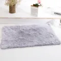 Soft long plush pet mat cozy double layer dog blanket warm cat bed sleeping pad grey - S: 56*36cm / Light Gray