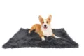 Dark grey fluffy plush pet mat for dogs and cats, soft and warm variant blanket. - S: 56*36cm / Dark Gray