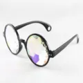 Schwarze runde Kaleidoskop Brille Festival Party Rave Konzert prismatische Sonnenbrille - Schwarz mit Löchern