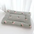 Fluffy cloud fleece square pet bed with cute pink cherry embroidery for cats and dogs soft cushion - Square Cushions / S: Recommended for Under 1.5 kg / Green