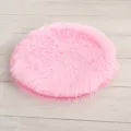 Tappeto rotondo e soffice rosa, morbido cuscino in peluche per gatti e cani di piccola taglia. - Rosa