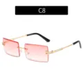 Lunettes de soleil carrées sans monture tendance à dégradé avec monture en métal doré. - Verres double rose C8