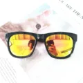 Gafas de sol mujer tendencia lentes de colores reflectantes moda casual protección sol - Negro Brillante Lente Rojo Mercurio