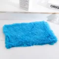 Vibrant blue fluffy pet blanket, soft plush dog and cat mat for cozy sleeping and warm rest. - Blue