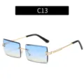 Lunettes de soleil carrees sans monture degrade bleu metallique variante modele C13 - Verres bleu jaune C13