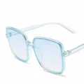 Gafas de sol cuadradas azul transparente para mujer, estilo coreano muy de moda. - Azul transparente