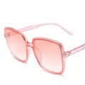 Gafas de sol cuadradas rosa transparente para mujer, estilo coreano tendencia degradado. - Rosa Transparente