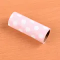 Pink polka dot lint roller refill roll, replacement sticky paper core for portable hair remover. - 30 Sheets / Refill White Dot