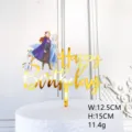 Acrylic Frozen theme happy birthday cake topper party decoration insert, 12.5x15cm, 11.4g - Happy Birthday Style 2