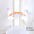 Unicorn rainbow cloud cake topper birthday party decoration set with cute cartoon design 15x12.3cm - Unicorn Style (2203) / 15x12.3cm